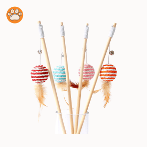 Wooden Pole Cat Teaser Wand – Interactive Jute Rope Toy