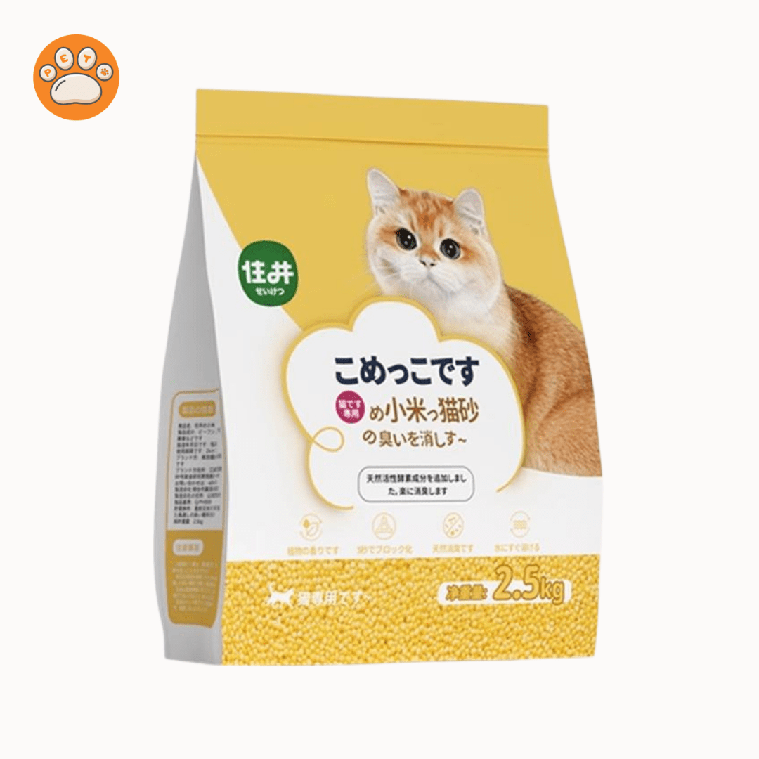 Millet Cat Litter – Flushable, Non-Stick Bottom Plant-Based Sand (2.5kg)